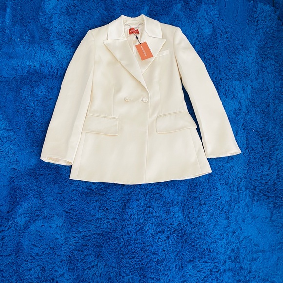 Altuzarra Ray Satin Jersey Blazer Antique Pearl SZ 40 - Picture 13 of 13